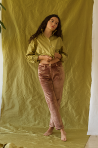 Checked Velvet Pants
