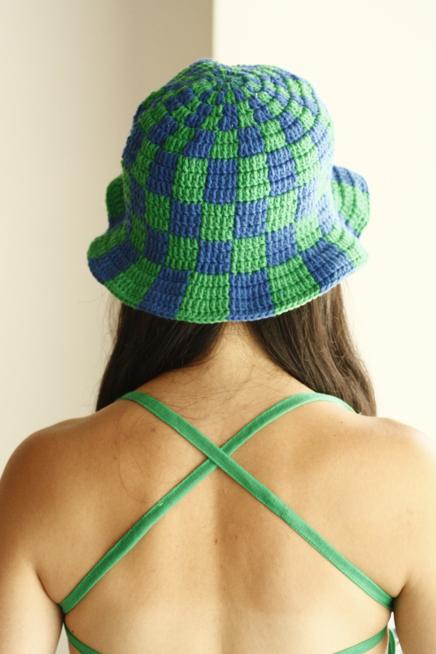 Green & Blue Checkered Hat